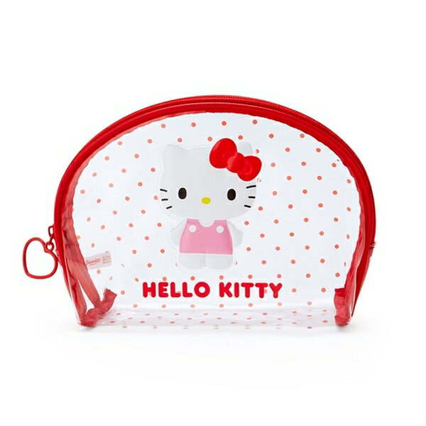 【震撼精品百貨】Hello Kitty_凱蒂貓日本SANRIO三麗鷗 Hello Kitty 餃形透明化妝包 (點點款)*93541
