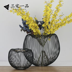 現代心形時尚黑點金屬臺面花瓶創意花器蘋果型不銹鋼藝術擺件