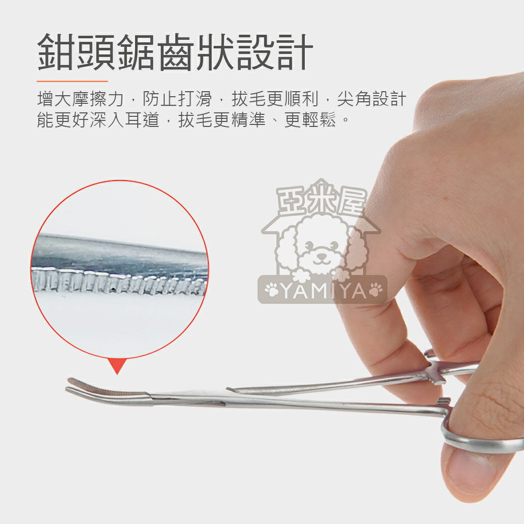 不銹鋼拔毛止血鉗 寵物拔毛鉗14cm彎頭直頭不銹鋼材質拔耳毛鉗狗狗止血鉗清潔耳朵寵物用品《亞米屋Yamiya》 6
