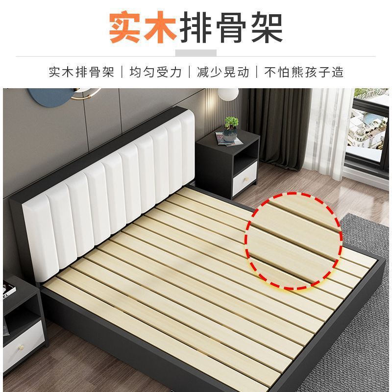 實木床雙人床1.8x2米主臥床出租房用1.2米板式床1.5米家用單人床