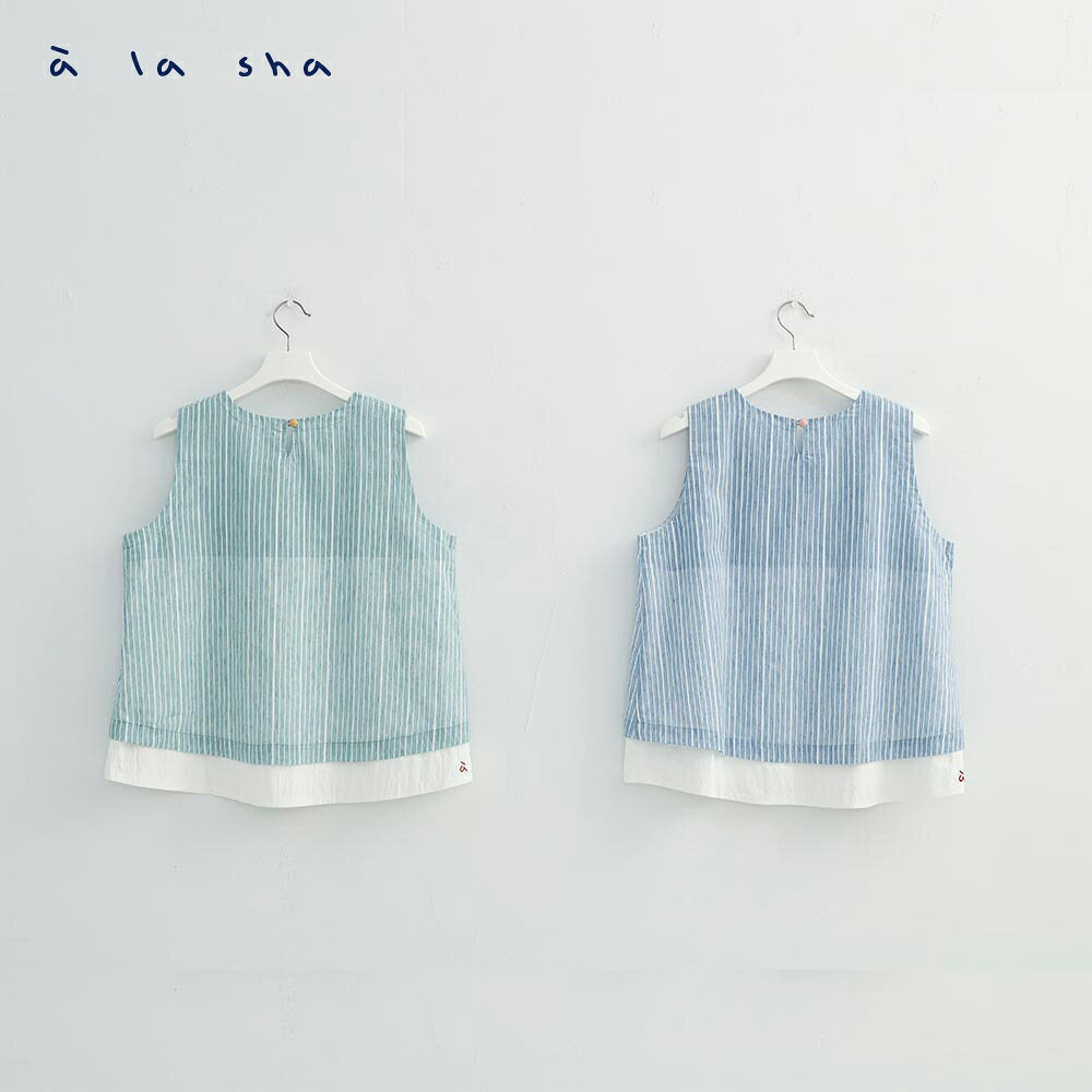 a la sha 水彩紋理條紋背心 3