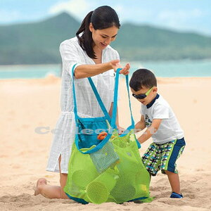 蒐藏家-戶外兒童沙灘玩具快速收納袋 挖沙工具雜物收納網袋