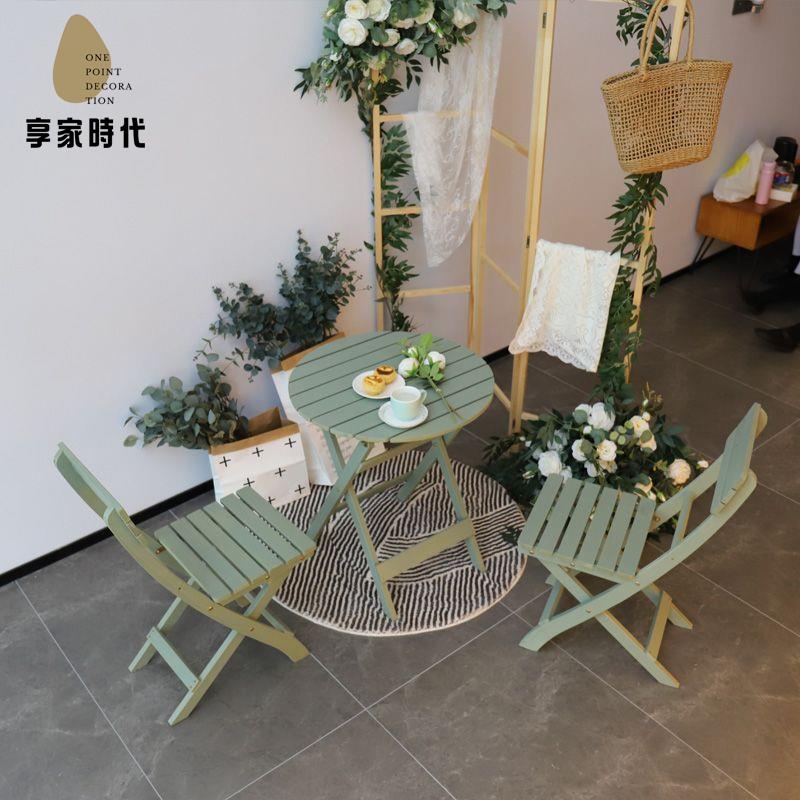 免運開發票 靠背椅 椅子 陽臺休閑桌椅折疊桌椅庭院戶外防腐木桌子椅子茶幾可折疊桌椅套件 八折下殺ly4h
