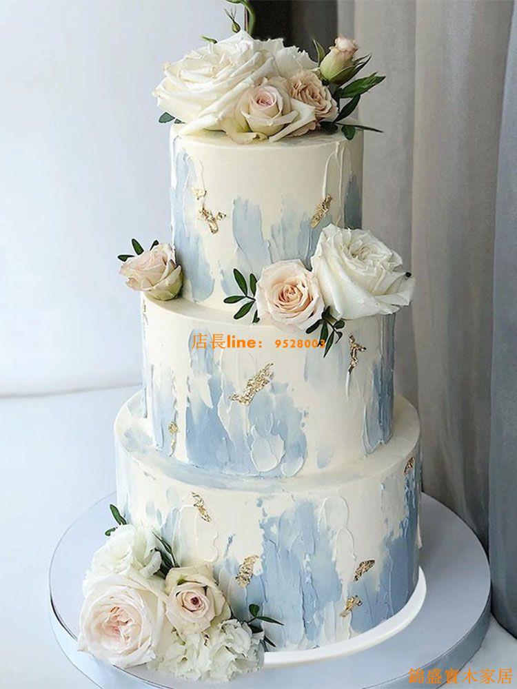 免運 開立發票 公司貨 蛋糕架 蛋糕模型 展示模型 多層生日蛋糕模型仿真新款網紅三層鮮花婚禮結婚樣品定制