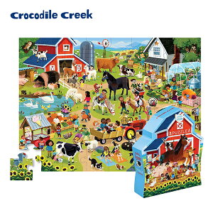 《美國Crocodile Creek》博物館造型盒學習拼圖-生態農場(48片)