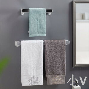 小V優購 毛巾架免打孔衛生間浴室無痕粘貼簡約創意浴巾架置物架壁掛毛巾桿