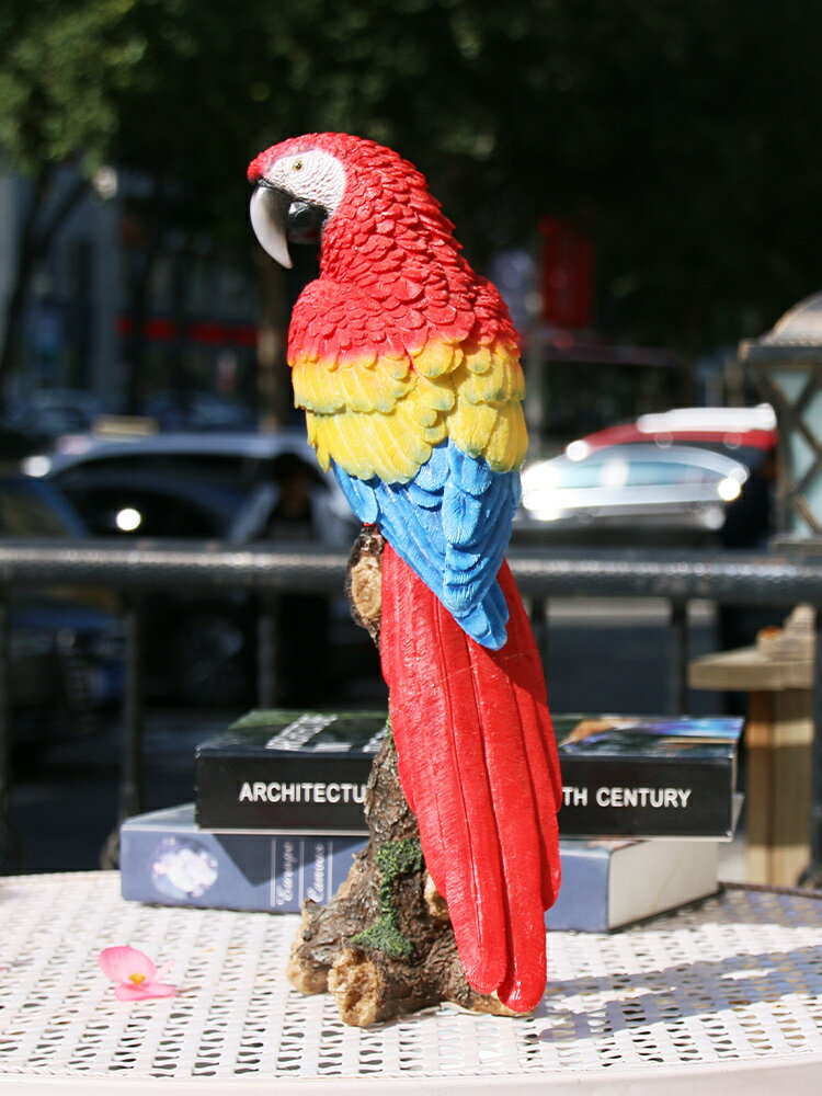 仿真動物鸚鵡擺件花園庭院別墅樓盤新年裝飾造景居家樹脂雕塑模型