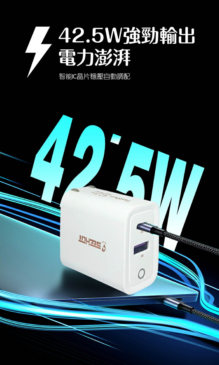 SEEHOT Fast Duo PD快充 雙口 5A/42.5W強電流 充電時間快一倍 USB-C USB-A 不傷機芯【領券滿額再折千12/31止】 9