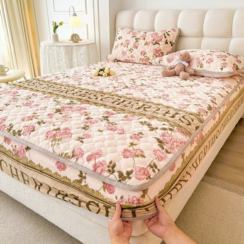 北歐風 法蘭絨床包 牛奶絨床包 鋪棉床包 床包組 保暖加厚牛奶絨床笠 床罩 床單 床包 雙人床包 單人床包 枕頭套