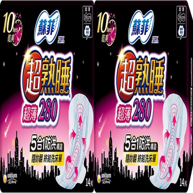 蘇菲超熟睡薄細緻棉柔28cm 14片2包