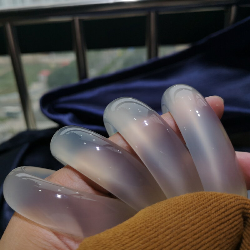 【現貨】正品天然馬料高冰種玉髓手鐲白冰玻璃種瑪瑙玉鐲女士收藏精品原色【北歐家居生活】