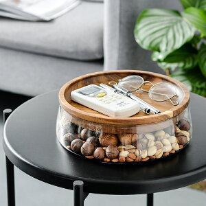 【家裡來客必備】日式玻璃干果盤創意客廳茶幾瓜子糖果盒家用零食擺放盤堅果收納盒