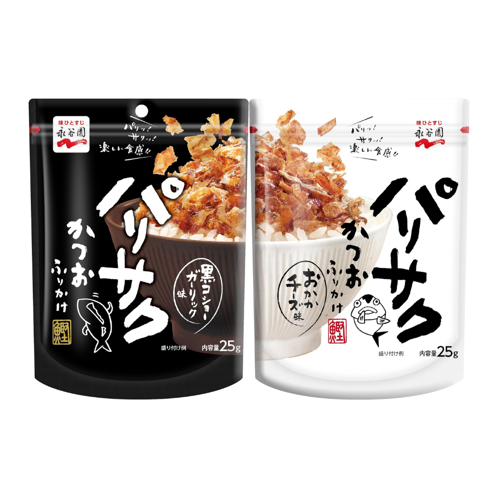 日本 永谷園 鰹魚香鬆 25gx4包 起司 黑胡椒 蒜 鰹魚 柴魚片 香鬆 白飯 調味 料理 配飯【小福部屋】 1