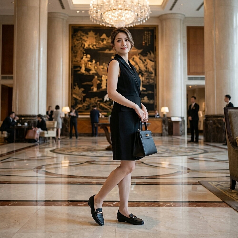 W&M(女)方頭極軟羊皮樂福鞋 女鞋-黑色 6