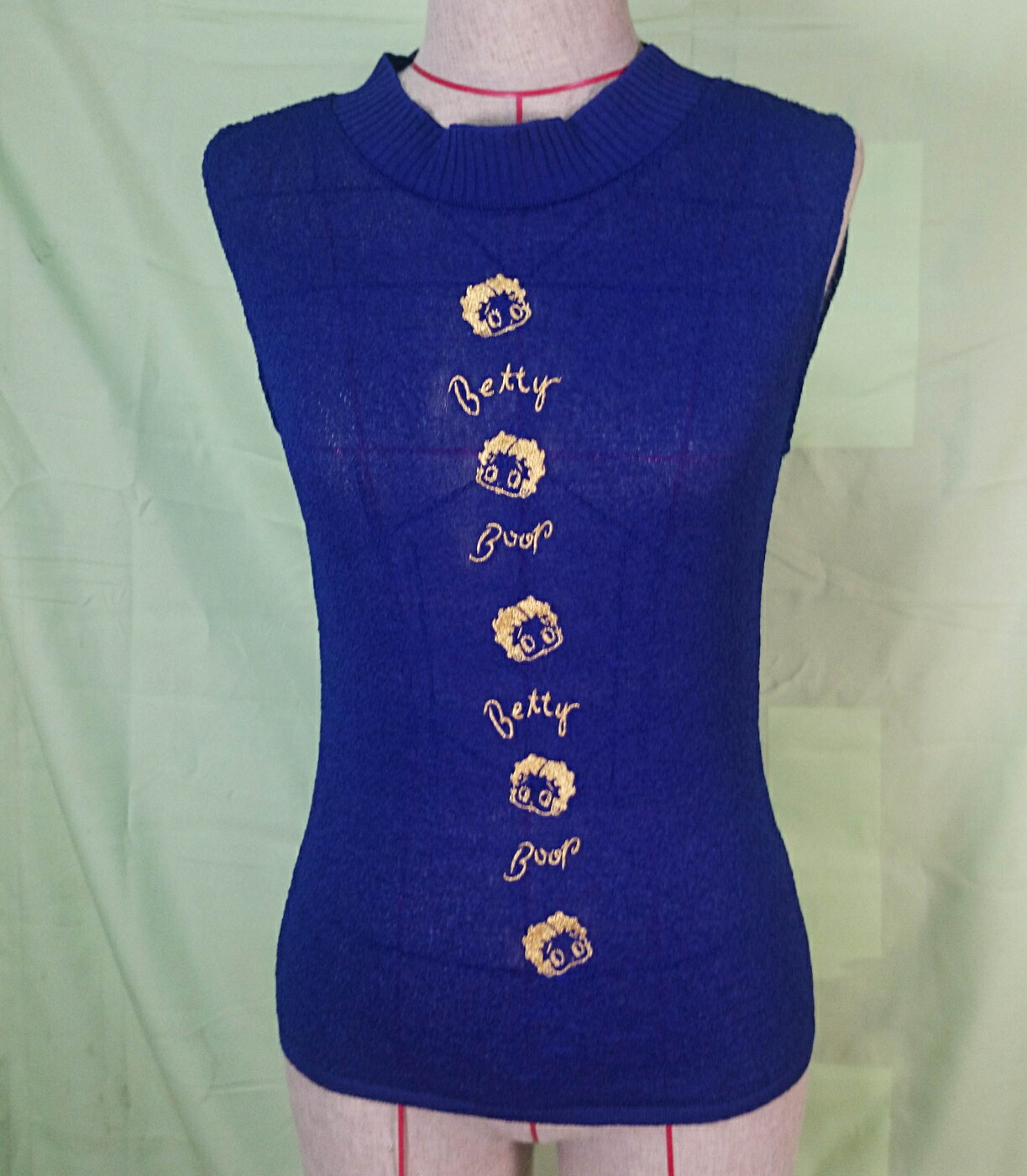 【震撼精品百貨】Betty Boop 貝蒂 削肩線衫 藍 震撼日式精品百貨