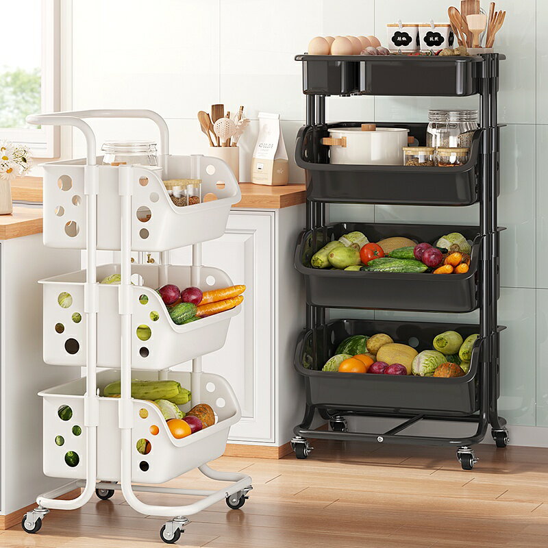 廚房置物架落地多層蔬菜籃收納可移動小推車家用用品大全儲物架子