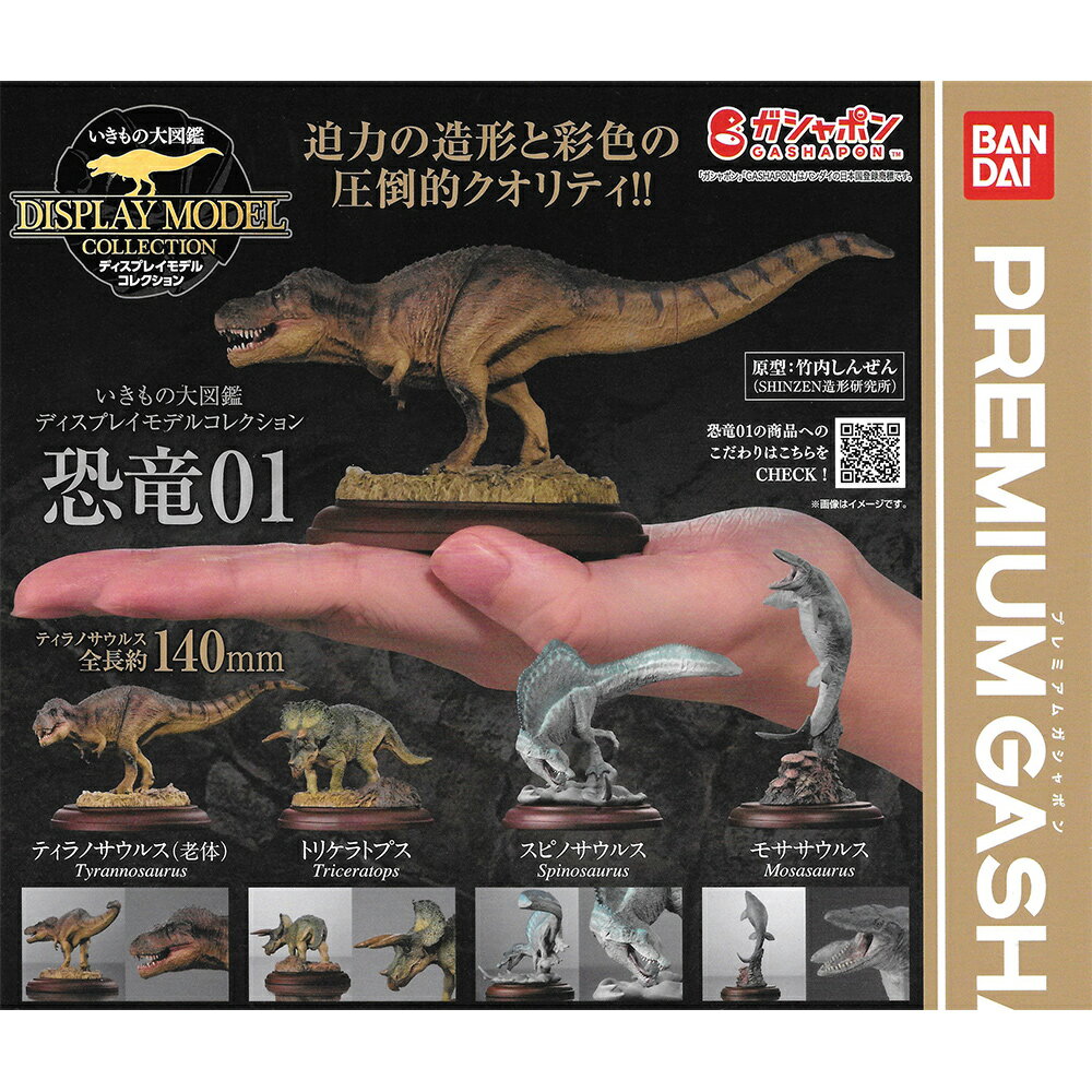 全套4款【日本正版】生物大圖鑑 展示模型 恐龍 P1 扭蛋 轉蛋 恐龍模型 動物模型 BANDAI 萬代 - 120250
