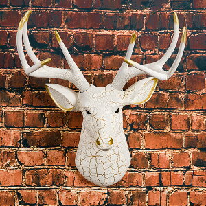 招財鹿頭墻壁掛件壁飾歐式創意玄關客廳酒吧背景立體家居裝飾品