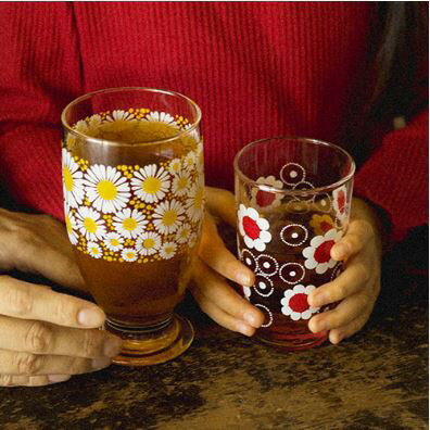 日本ADERIA  昭和復古花朵水杯 / 玻璃杯 共4款 Drinkeat金益合 4