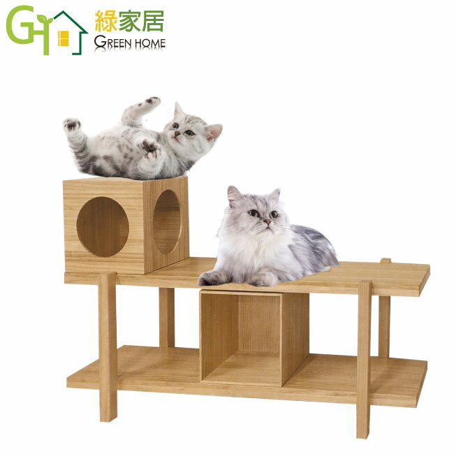 APP下單享點數4%｜【綠家居】愛貓5尺實木電視櫃(搭配貓窩活動櫃二個)