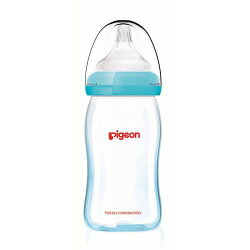 貝親 Pigeon 矽膠護層寬口母乳實感玻璃奶瓶160ml/藍P26736B★衛立兒生活館★
