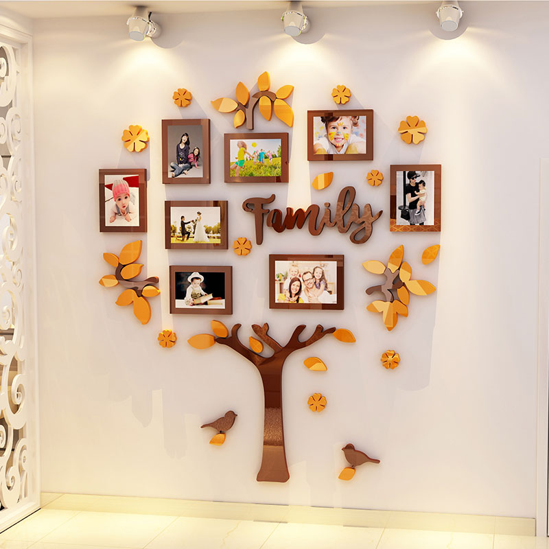 創意照片墻 家庭樹相框溫馨3d立體墻貼客廳臥室墻壁裝飾貼畫兒童房照片墻布置