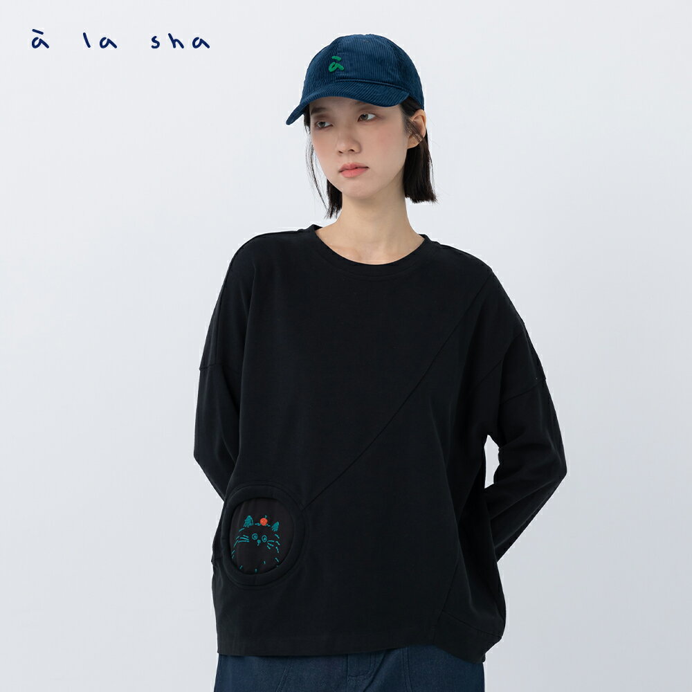 【客訂賣場，普通客人勿下單】a la sha 洞洞蘋果喵圓領長袖棉T 2