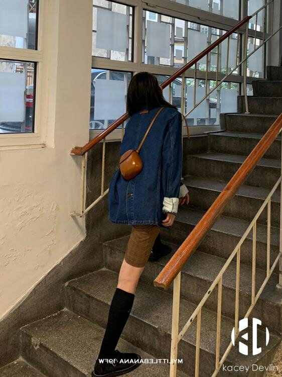 牛仔外套推薦到復古槍駁領微寬肩廓形牛仔西裝外套女春秋【聚物優品】就在聚物優品推薦牛仔外套