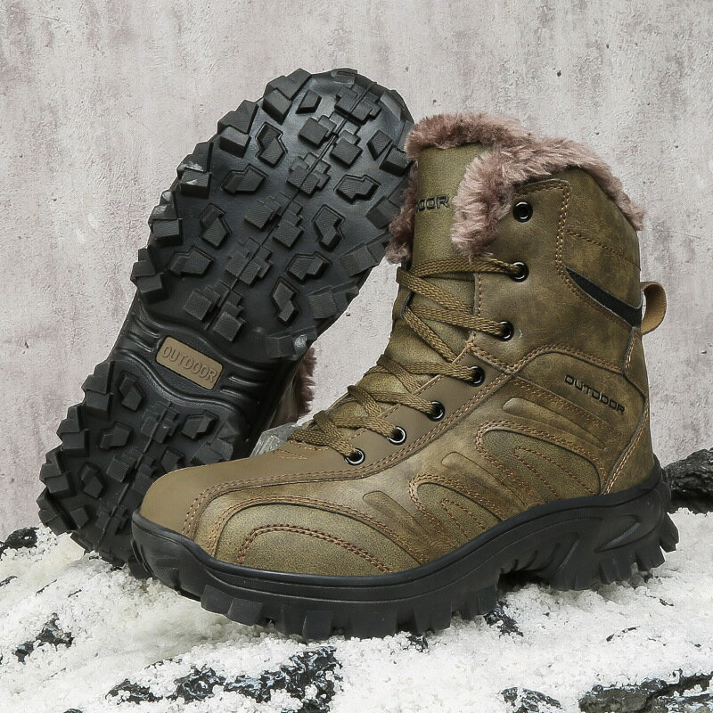【免運】可開發票 雪靴 登山鞋男款大碼男士戶外休閑登山鞋冬季高幫加絨保暖大棉鞋子
