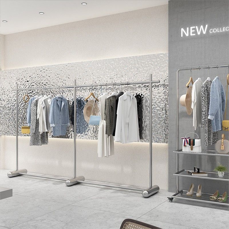 公司貨 超低價 服裝店展示架加粗不銹鋼落地式掛衣架男女童裝店中島陳列掛衣中島 快速發貨
