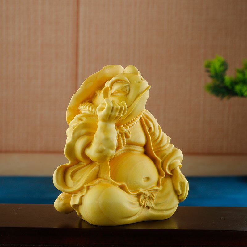 黃楊木雕刻手把件隨身盤玩實木文玩工藝品小動物車擺件祈福蛙送禮