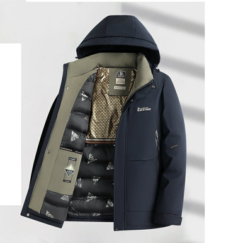 【巴黎精品】現貨+預購 鋪棉外套夾棉夾克-可脫卸連帽加絨加厚商務保暖男外套3色a1iy20