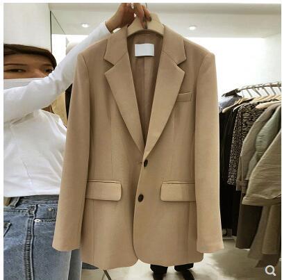 韓國東大門秋季新款時尚百搭純色長袖西服顯瘦氣質西裝外套女 全館免運