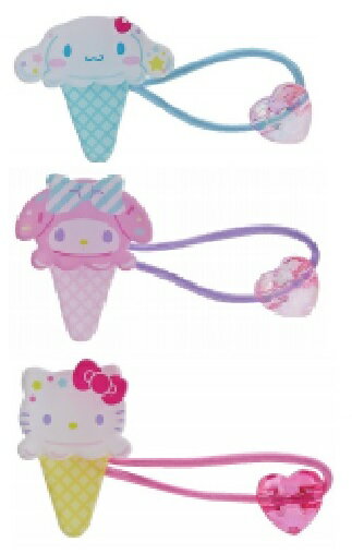 大賀屋 日貨 HELLO KITTY 冰淇淋 髮圈 髮束 髮飾 綁頭髮 凱蒂貓 KT 三麗鷗 正版 L00011820