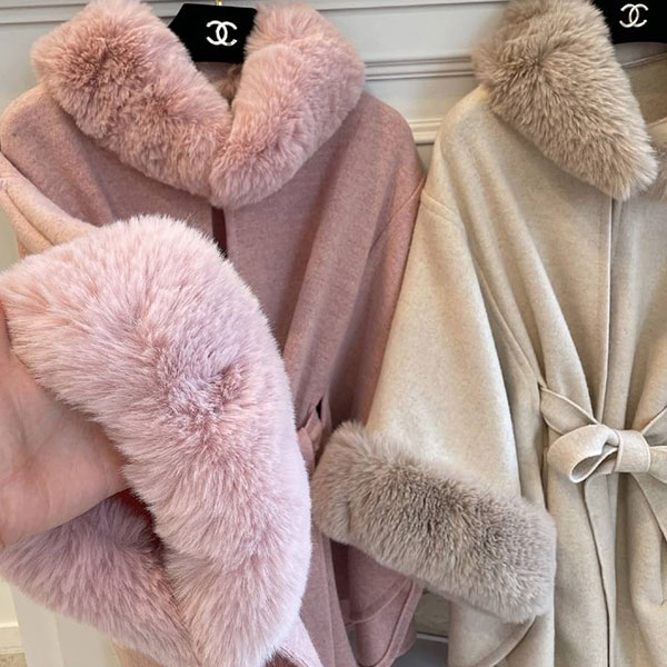 ANNAS 正韓 毛毛 斗篷 外套 大衣 罩衫 披風 爆毛 性感 腰身 兔毛 新年 聖誕節 韓劇 女神 韓國 8