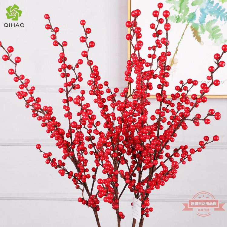 模擬紅果子 新年裝飾紅果 室內裝飾泡沫漿果 聖誕果發財果