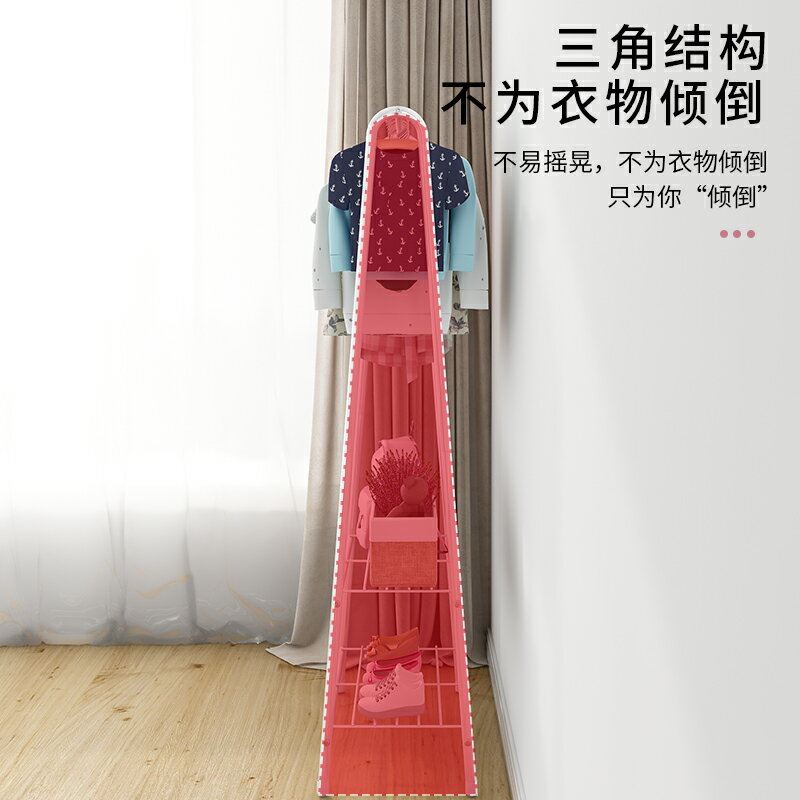 簡易晾衣架學生宿舍衣帽架出租房收納整理衣架落地式陽臺晾衣桿