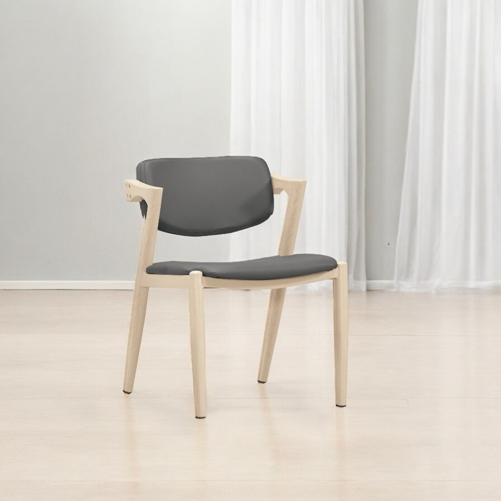 【直人木業】DARREN灰色皮革餐椅 1