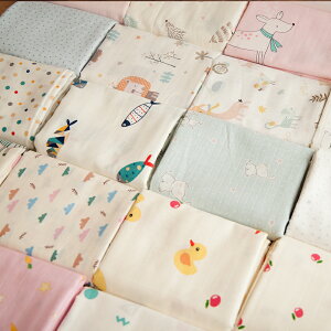 鬧鬧家1.6米寬A類嬰幼兒雙層純棉紗布口水巾浴巾睡袋床品手工布料