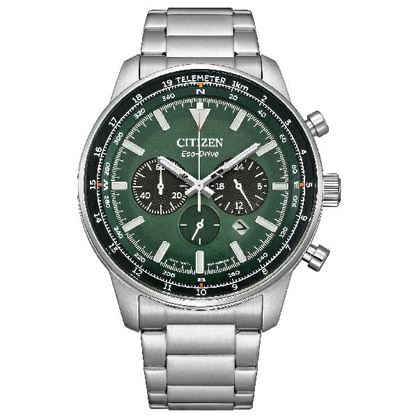 CITIZEN 星辰 Chronograph CA4500-91X 光動能三眼計時時尚錶 綠 44mm｜樂天全館特惠中★指定刷卡回饋10%