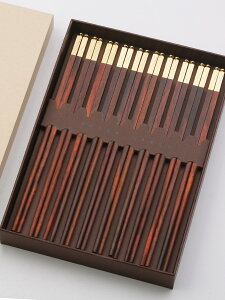 家用高檔紅木筷子禮盒定制 10雙紅酸枝木無漆無蠟中式筷子家庭裝