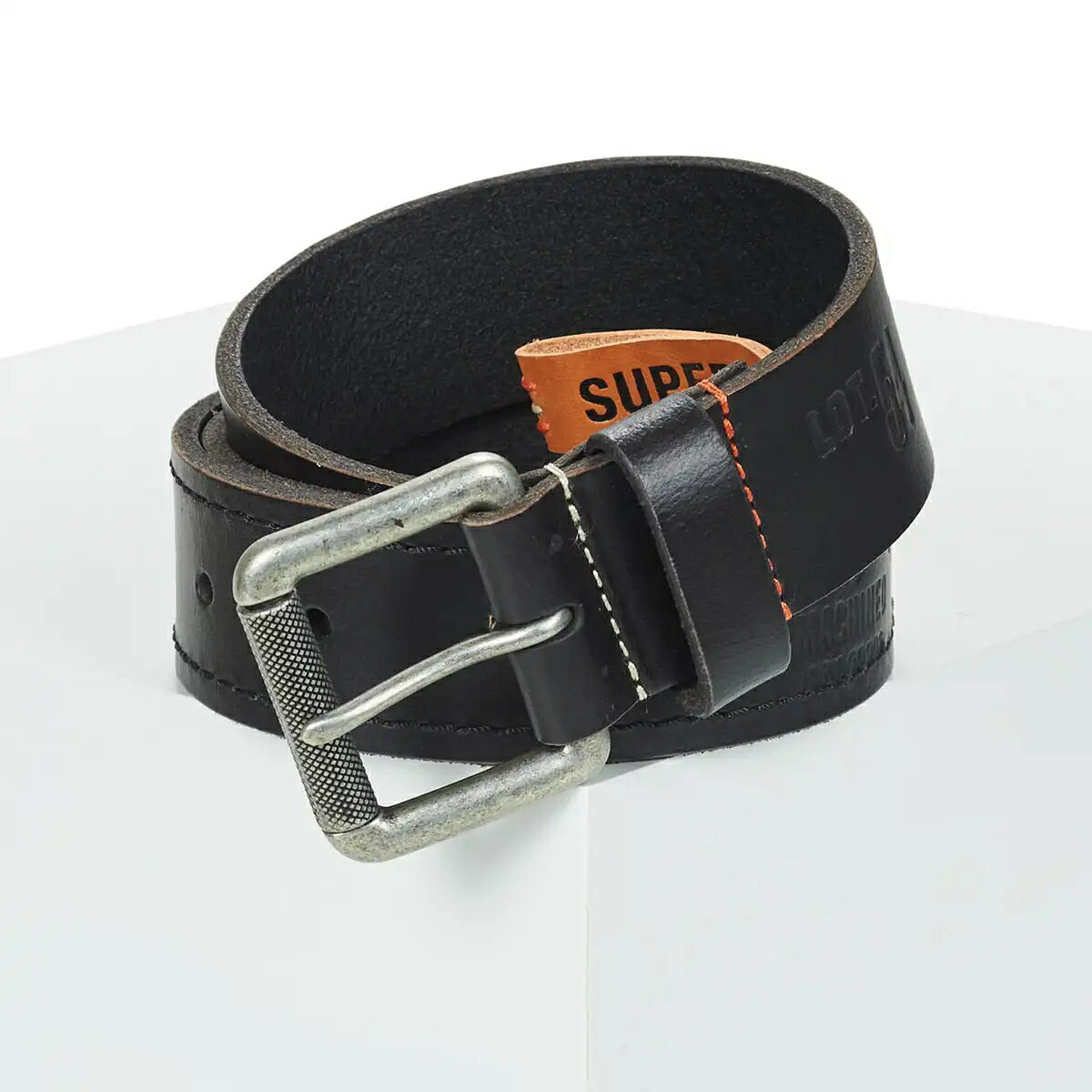 跩狗嚴選 新款 極度乾燥 Superdry Badgeman Leather Belt 厚實 水牛真皮 皮帶 黑色 Logo 腰帶