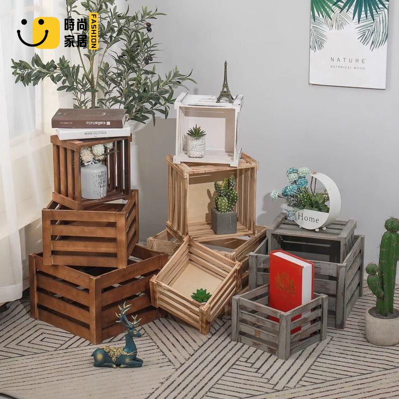 免運 工廠直銷 木箱 收納箱 儲物箱 復古木箱木框箱木箱條收納超市展示木框裝飾箱子木質收納展示箱免運/開立發票 特惠 特價出 全館折扣 售後保障 z5322