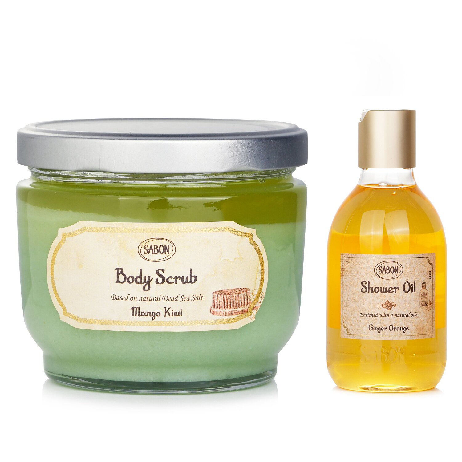 Sabon - 果香深層滋養組合︰沐浴油(薑橙)+身體磨砂膏(芒果奇異果)