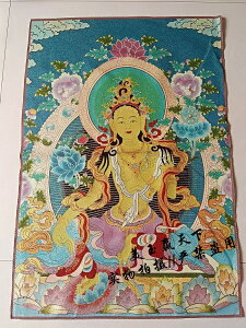 西藏尼泊爾唐卡畫像 唐卡刺繡 藏傳宗教佛教金絲刺繡畫綠度母佛像