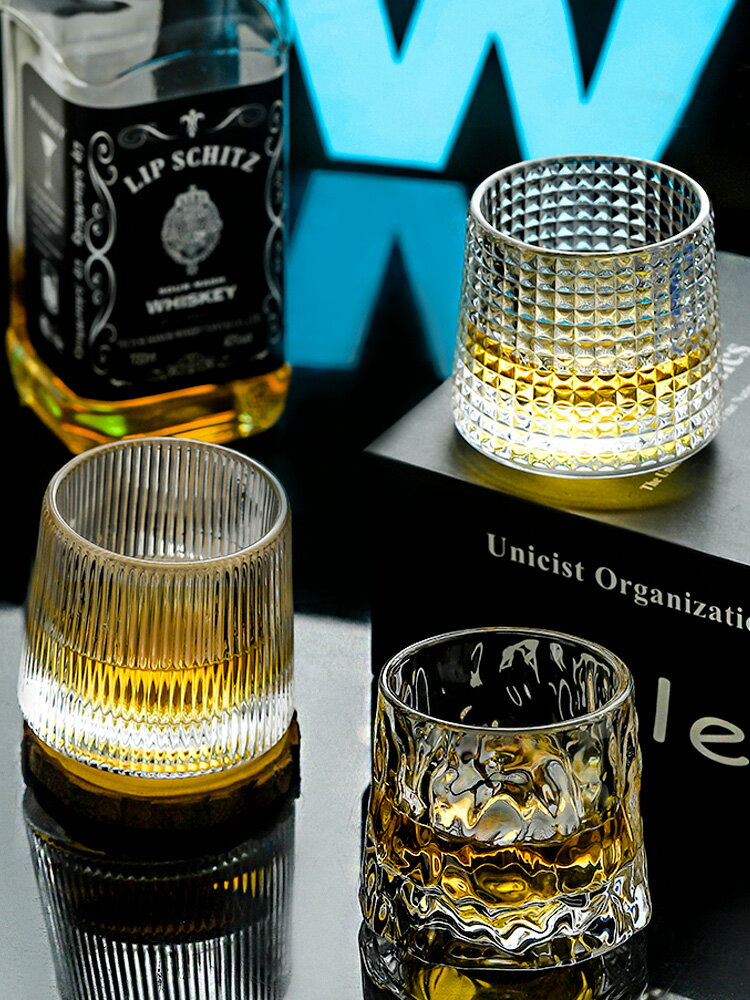 威士忌酒杯水晶ins日式家用創意個性小酒吧玻璃洋酒杯子不倒翁杯