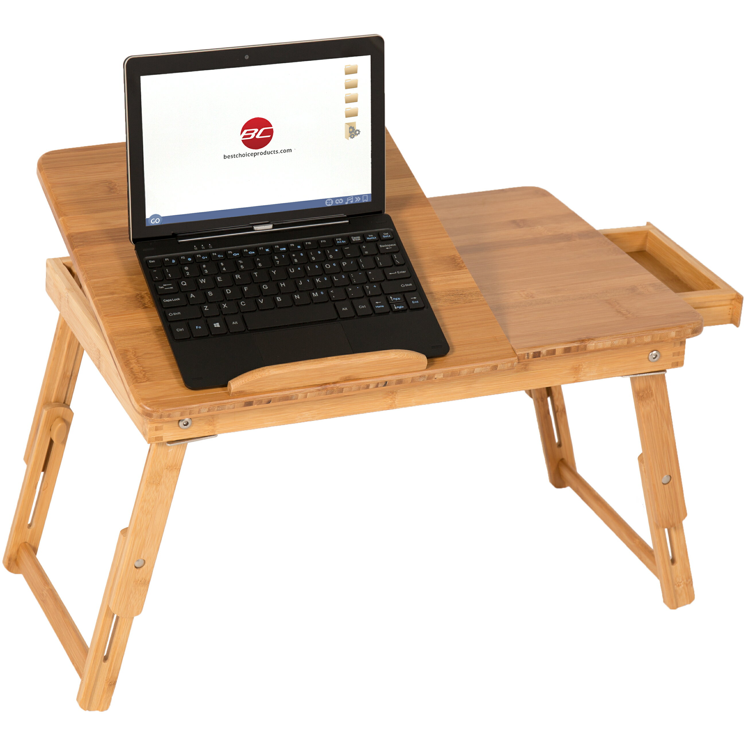 BestChoiceProducts 100 Bamboo Adjustable  Laptop  Desk  