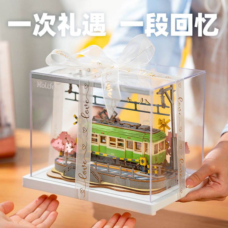 ROLIFE若來繁花滿車3d立體拼圖積木益智手工電車拼裝模型生日禮物