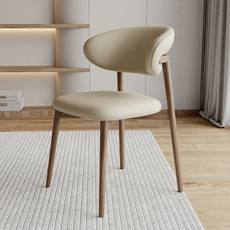 輕奢現代北歐設計師實木餐椅簡約原木咖啡廳休閑家用餐廳靠背椅子