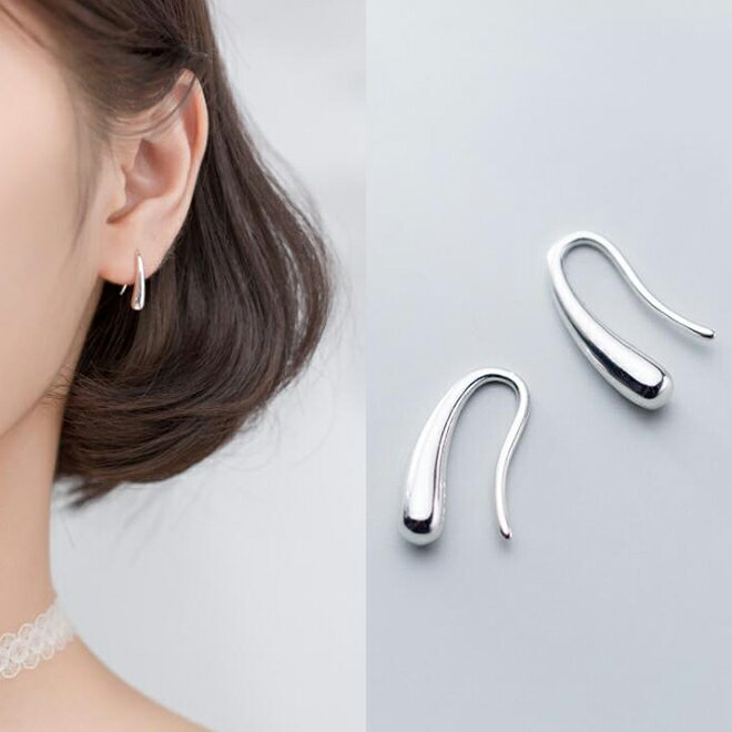 s925純銀耳環女高級感新款水滴耳釘韓國氣質耳墜個性網紅法式耳飾